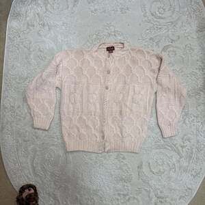 Vintage Cable Cardigan, Light Pink, Button-Up‎ Sweater